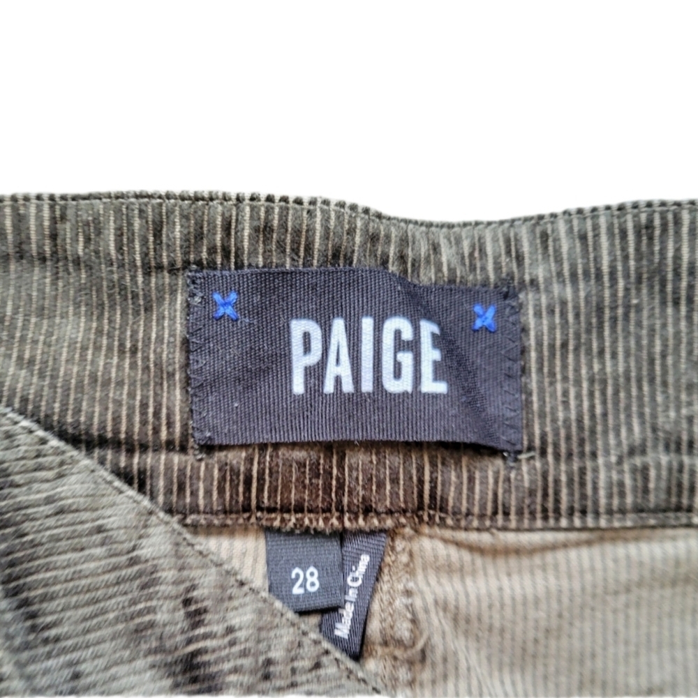 Paige // Women's Anessa Corduroy High-Rise Crop Wide-Leg Jeans / Olive / Size 28 - Picture 5 of 7